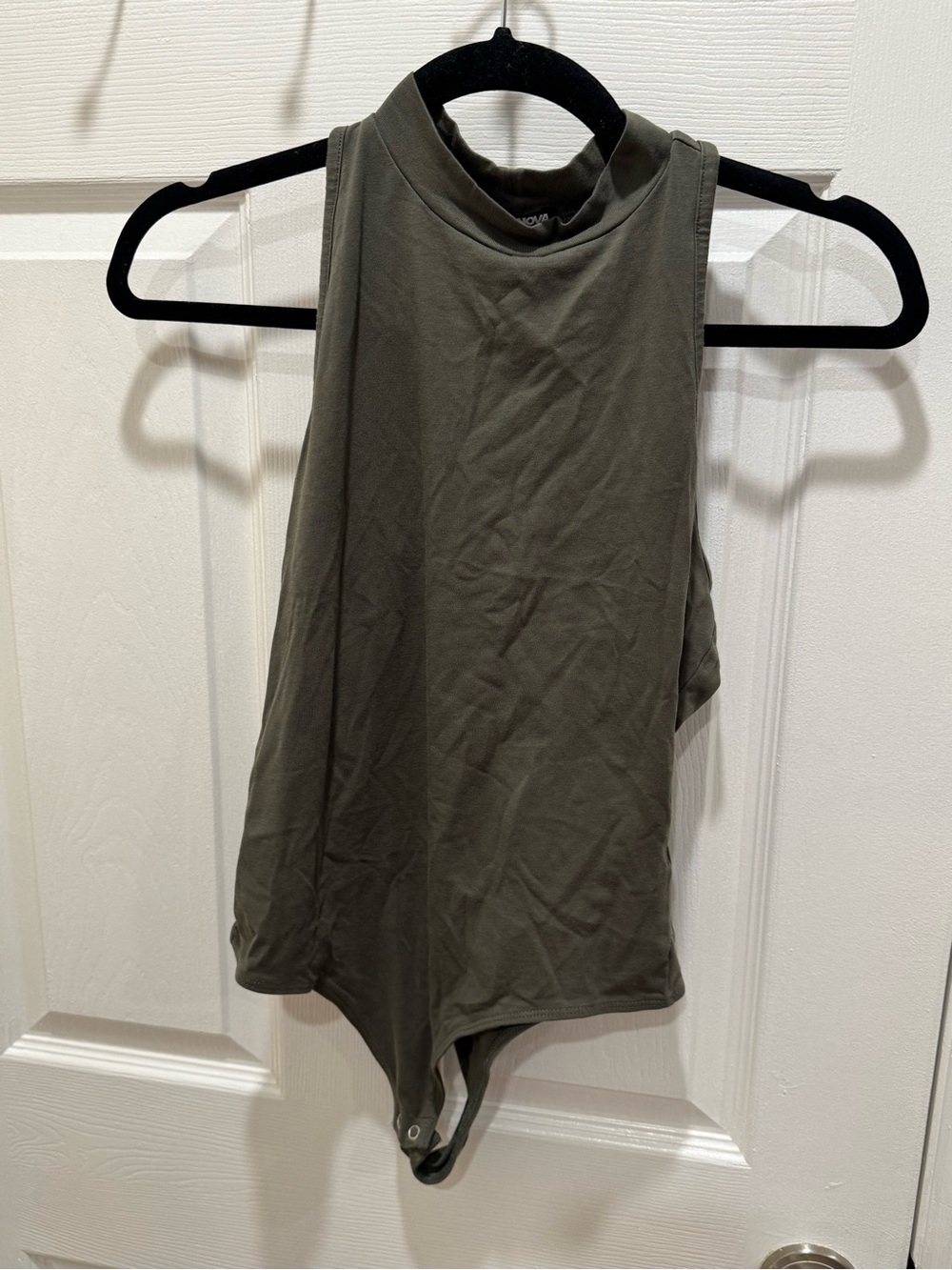 Fashion Nova Olive Green Sleeveless Mock Neck Bodysuit